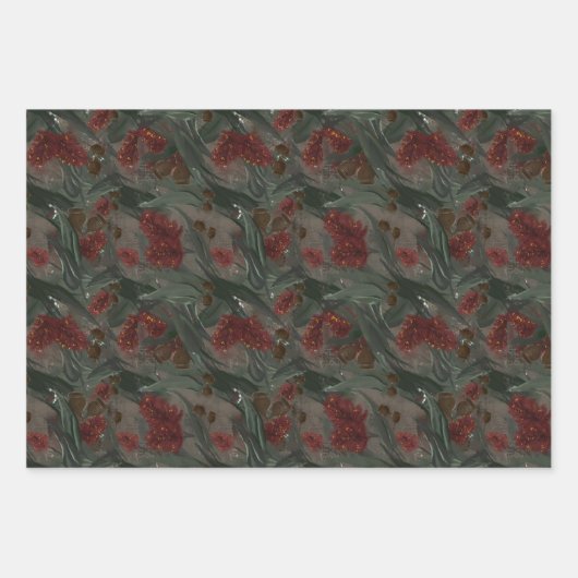 Feuille De Papier Cadeau Floral australien Eucalyptus pinceau (Devant 2)