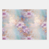 Feuille De Papier Cadeau Floral blanc d'or violet (Devant 3)