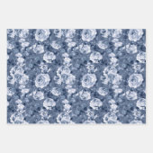 Feuille De Papier Cadeau Floral bleu et blanc (Devant 2)