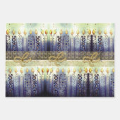 Feuille De Papier Cadeau Floral bleu, Étoiles, Motif Hanoukka clair (Devant 2)