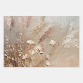 Feuille De Papier Cadeau Floral Boho Beige Blanc (Devant)