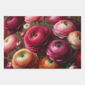 Feuille De Papier Cadeau Floral Bourgogne Ranunculus Découpage (Devant 2)