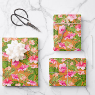 Feuille De Papier Cadeau Floral brillant