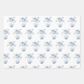 Feuille De Papier Cadeau Floral Chinoiserie bleu et blanc (Devant 2)