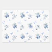 Feuille De Papier Cadeau Floral Chinoiserie bleu et blanc (Devant)