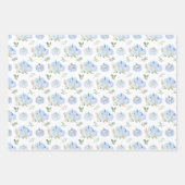 Feuille De Papier Cadeau Floral Citrouille bleu (Devant)