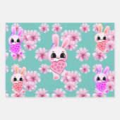 Feuille De Papier Cadeau Floral cute pink rabbit easter (Devant 2)