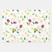 Feuille De Papier Cadeau Floral de Bourgogne rose (Devant 2)