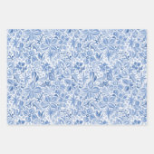 Feuille De Papier Cadeau Floral de vacances bleues (Devant 3)