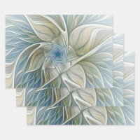 Floral Dream Motif Abstrait Blue Khaki Fractal