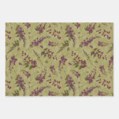 Feuille De Papier Cadeau Floral féminin et rayures (Devant)