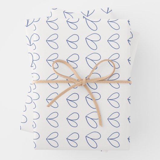 Feuille De Papier Cadeau Floral medley outline in blue (En situation)