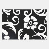 Feuille De Papier Cadeau Floral noir et blanc (Devant 3)