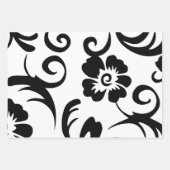 Feuille De Papier Cadeau Floral noir et blanc (Devant)
