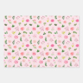 Feuille De Papier Cadeau Floral Pink Roses with Foliage (Devant 2)