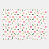 Feuille De Papier Cadeau Floral Pink Roses with Foliage (Devant)