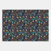 Feuille De Papier Cadeau Floral pourpre damassé (Devant 2)