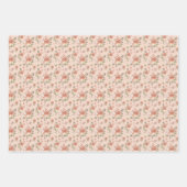 Feuille De Papier Cadeau Floral sur rose (Devant 3)
