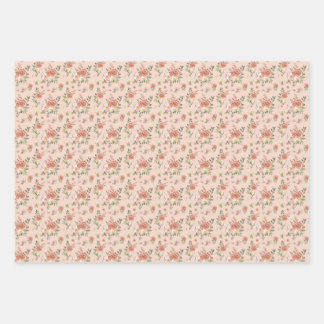 Feuille De Papier Cadeau Floral sur rose