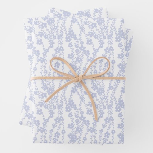 Feuille De Papier Cadeau Floral Vines (White - Periwinkle) (En situation)