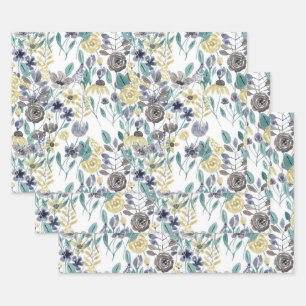 Feuille De Papier Cadeau Floral Watercolor