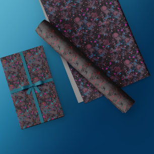 Feuille De Papier Cadeau Floral Wrapping Paper -Dark Abstract Flower Design