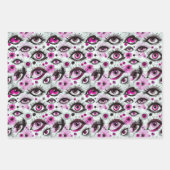 Feuille De Papier Cadeau Flore aquarelle des yeux et des cils (Devant)