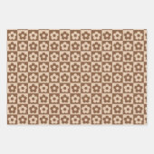 Feuille De Papier Cadeau Flore beige Brown À damiers rétro (Devant)