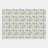 Feuille De Papier Cadeau Flore Bio Bleu Vert Sur Crème 0111A (Devant 3)