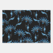 Feuille De Papier Cadeau Flore bleu brillant (Devant)