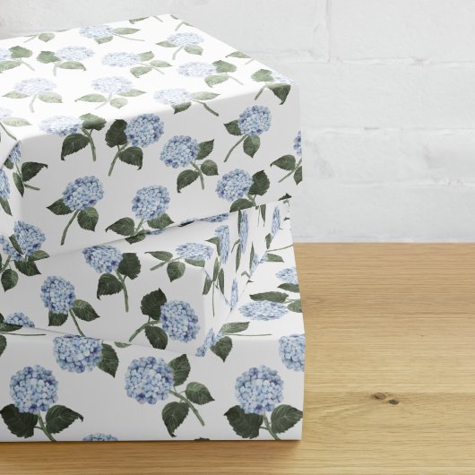 Feuille De Papier Cadeau Flore bleu Hydrangea
