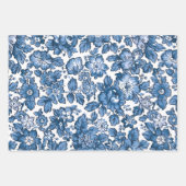 Feuille De Papier Cadeau Flore bleue et blanche classique (Devant 2)