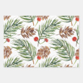 Feuille De Papier Cadeau Flore de Noël moderne Verdure (Devant 3)