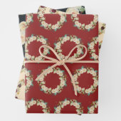 Feuille De Papier Cadeau Flore de Noël Pastel (En situation)