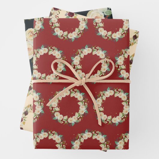 Feuille De Papier Cadeau Flore de Noël Pastel (En situation)