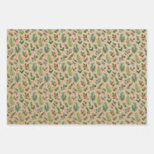 Feuille De Papier Cadeau Flore de Noël Rustique Kraft (Devant)