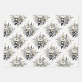 Feuille De Papier Cadeau Flore de Noël Silver & Gold (Devant)