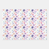 Feuille De Papier Cadeau Flore délicate rose et violette (Devant 3)