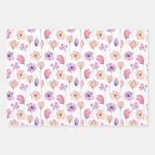 Feuille De Papier Cadeau Flore délicate rose et violette (Devant 3)