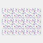 Feuille De Papier Cadeau Flore délicate rose et violette (Devant)