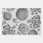 Feuille De Papier Cadeau Flore d'impression florale de fleurs bleues antiqu (Devant 2)