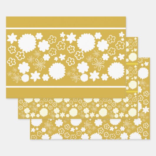 Feuille De Papier Cadeau Flore d'or (Lot)