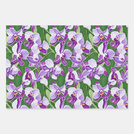 Feuille De Papier Cadeau Flore d'orchidée chic violet (Devant 2)