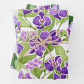 Feuille De Papier Cadeau Flore d'orchidée chic violet (En situation)