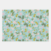 Feuille De Papier Cadeau Flore du désert bleu et rose (Devant 3)