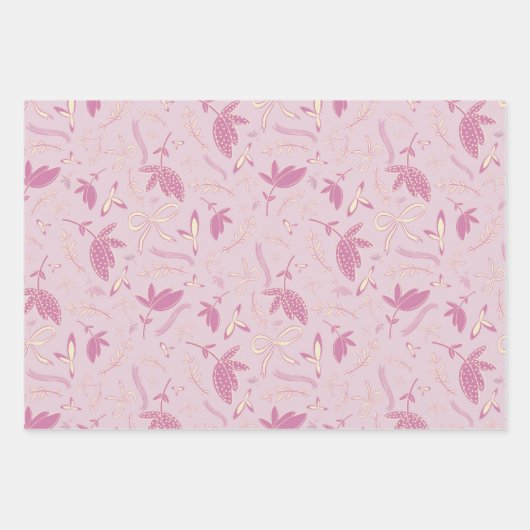 Feuille De Papier Cadeau Flore et vaches pastel délicieuses (Devant)