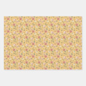 Feuille De Papier Cadeau Flore multiple sur jaune (Devant 3)