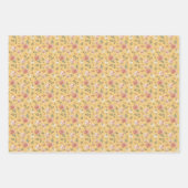 Feuille De Papier Cadeau Flore multiple sur jaune (Devant)