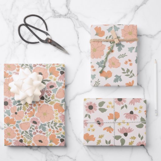 Feuille De Papier Cadeau Flore printanière (Recto)