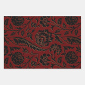 Feuille De Papier Cadeau Flore profonde rouge et noire (Devant 2)